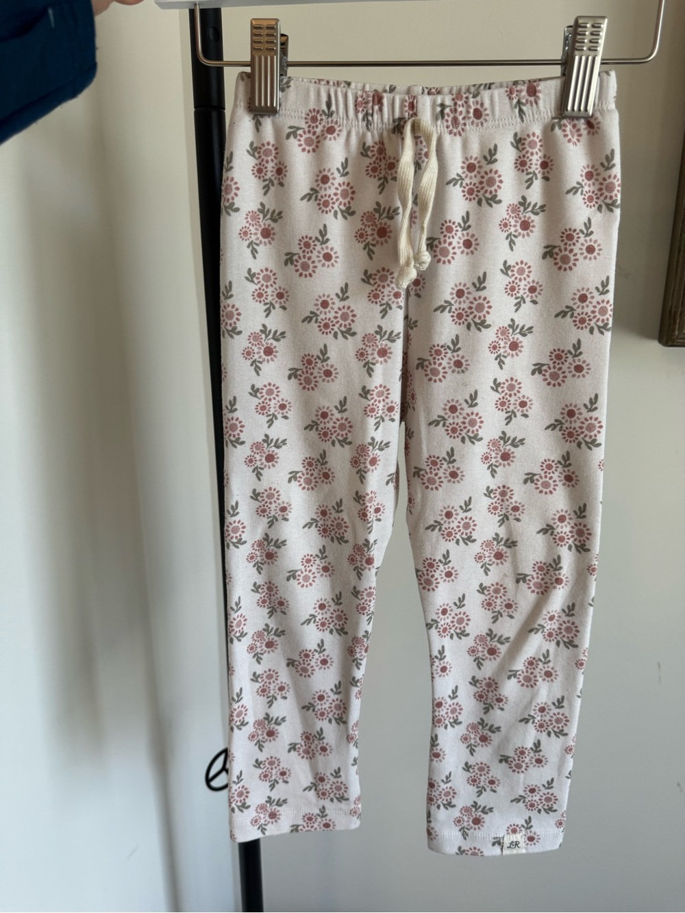 Girls' Cream Floral Drawstring Jogger Pants